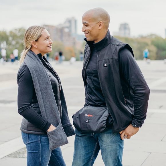 5v Battery Heated Fleece Scarf With Built-in Heating Panels, Black Scarf With😘 - Picture 5 of 7